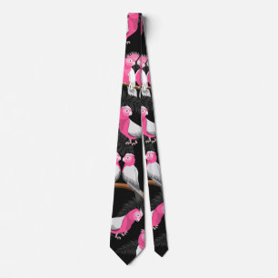 Cravate motif de perroquet rose et violet