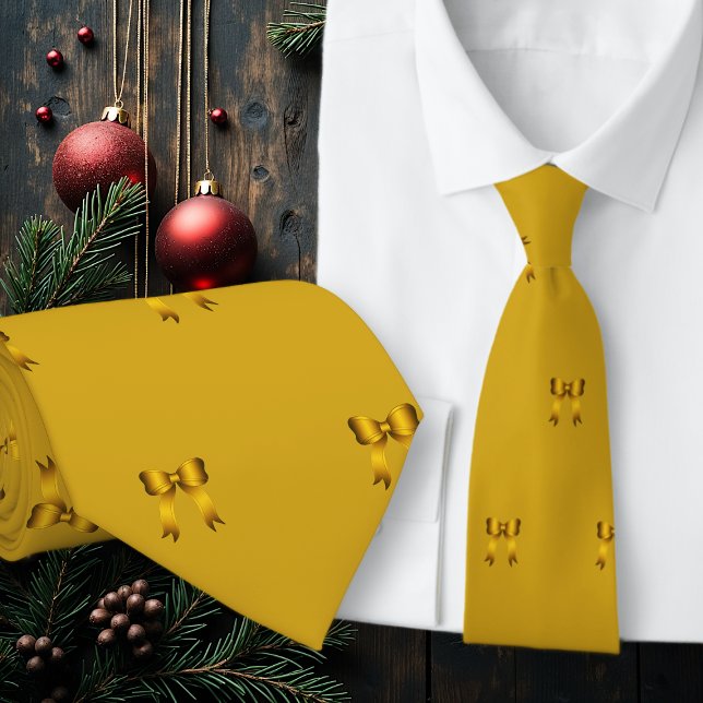 Cravate Motif de petits nœuds de Noël en or (Créateur téléchargé)