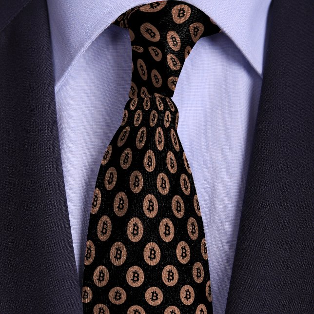 Cravate Motif de pièce en Bitcoin Bitcoin Noir & Rose Or (Créateur téléchargé)