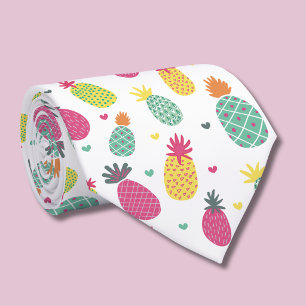 Cravate Motif de pin tropical et de cœur