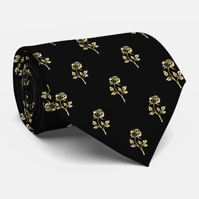 Cravate Motif de point rose de polka d'or (Roulé)