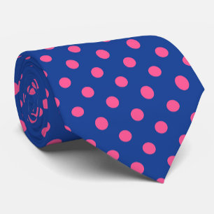 Cravate Motif de points polka rose sur fond bleu