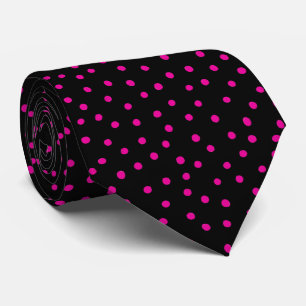 Cravate Motif de points rose et noir de confettis