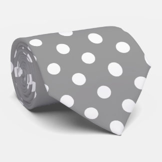 Cravate Motif de pois gris blanc