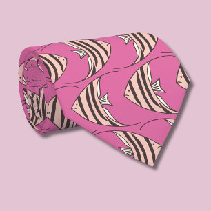 Cravate Motif de poisson rose