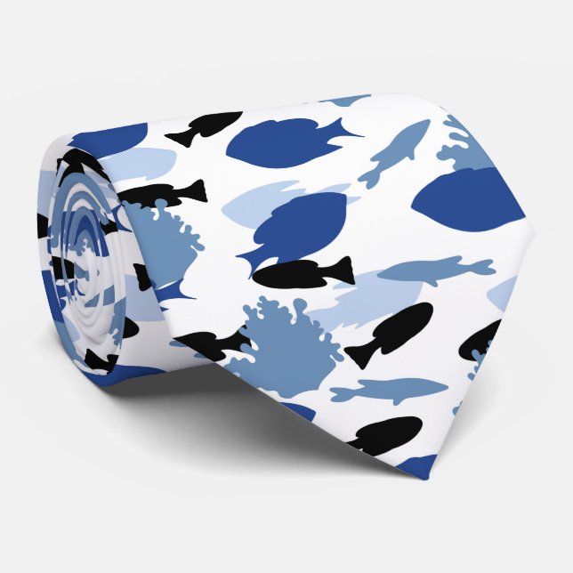 Cravate motif de poissons de plage carrelé cool (Roulé)