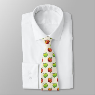 Cravate Motif de pomme de caricature rouge et verte