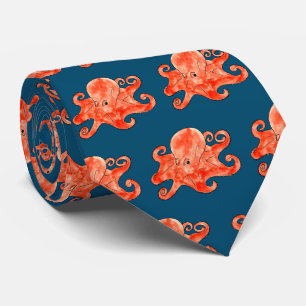 Cravate motif de poulpe de mer