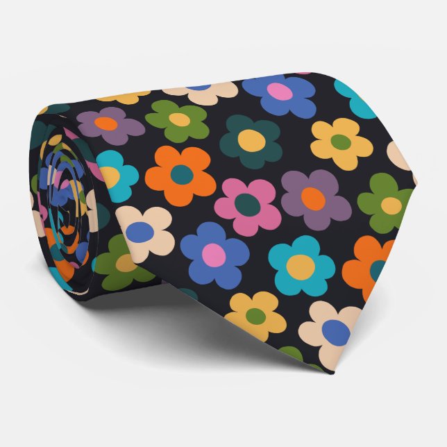 Cravate Motif de prairie florale mignonne (Roulé)