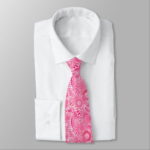 Cravate Motif de remous de fractale, rose fuchsia profond