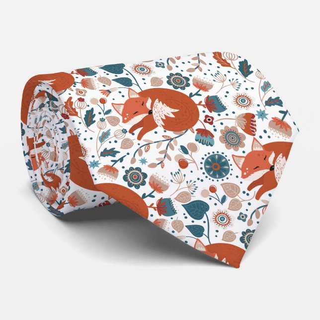 Cravate Motif de renard nordique (Roulé)