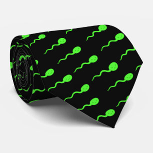 Cravate Motif de spermatozoïdes vert néon souriants mignon