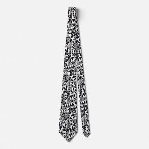 Cravate Motif de structure folle 060423 - Blanc sur noir