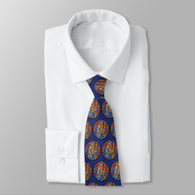 Cravate Motif de style Nativité Peint Verre (Attaché)