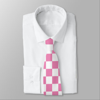 Cravate Motif de tableau de bord rose et blanc