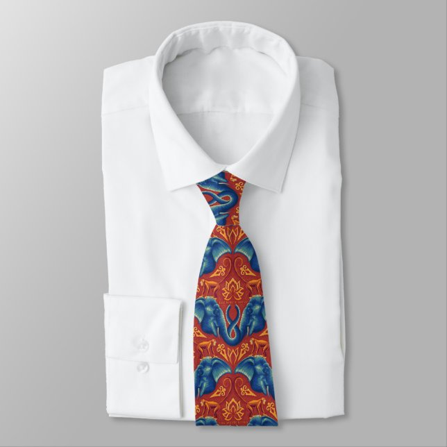 Cravate Motif de tapisserie Safari - Le Lotus Blanc (Attaché)