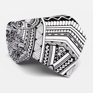 Cravate Motif de tatouage tribal professionnel noir et bla
