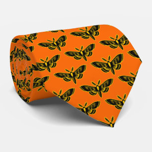 Cravate Motif de teigne - Noir et orange