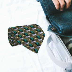 Cravate Motif de tête de canard vert Mallard