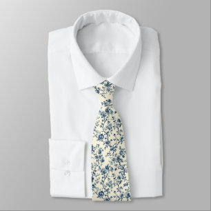 Cravate Motif de toile florale vintage bleu (2)