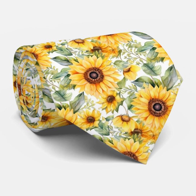 Cravate motif de tournesol cool (Roulé)