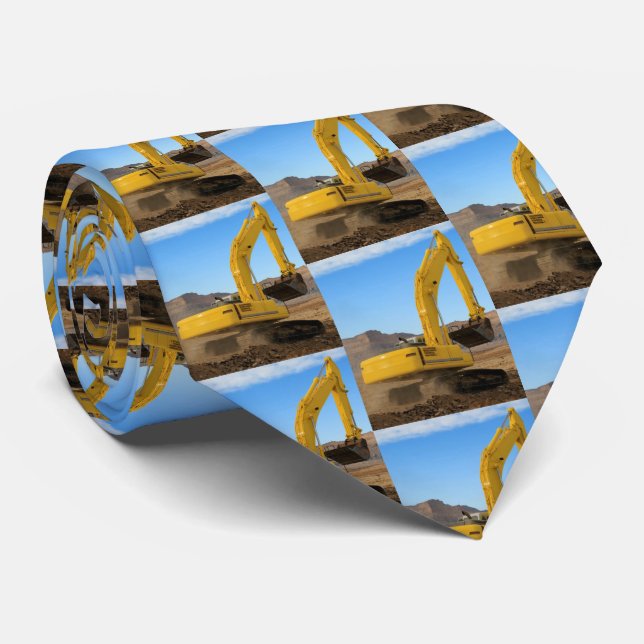 Cravate Motif de tracteur de Digger Jaune (Roulé)