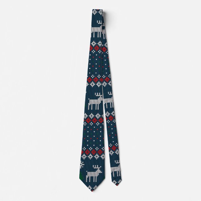 Cravate Motif de Tricot de Noël moche (Devant)