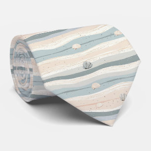 Cravate Motif de vague de coquillage côtier boho