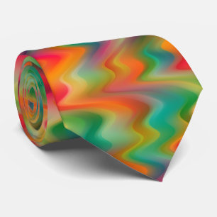 Cravate Motif de vagues en zigzag rétro coloré unique