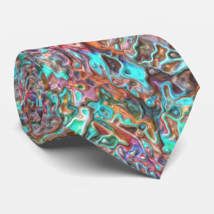 Cravate Motif de vagues floues 3D funky et colorées