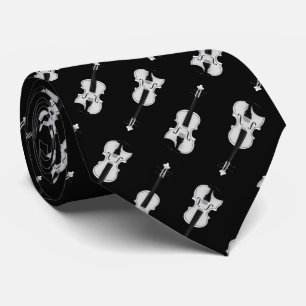 Cravate Motif de violon - Noir et Blanc