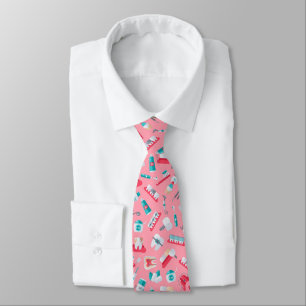 Cravate Motif dentaire rose