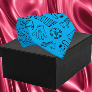 Cravate Motif d'équipement de football bleu