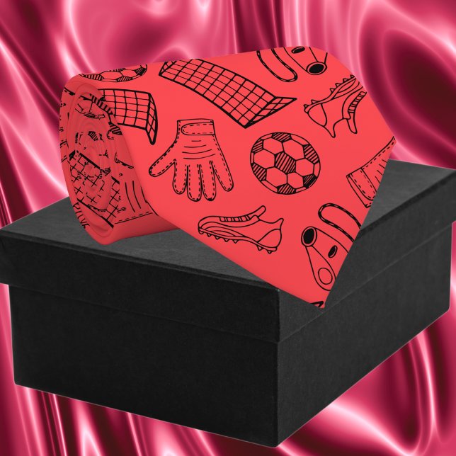 Cravate Motif d'équipement de football rouge (Red Soccer Equipment Pattern Neck Tie)