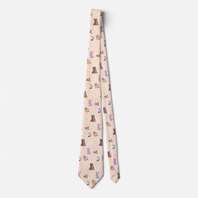 Cravate Motif des animaux plats automne/automne (Devant)