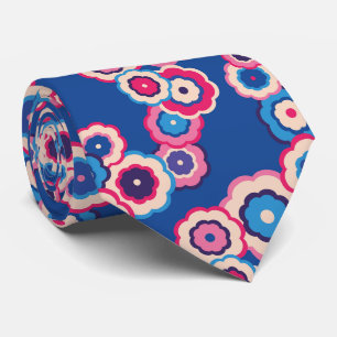 Cravate Motif des années 60 bleu rose rétro