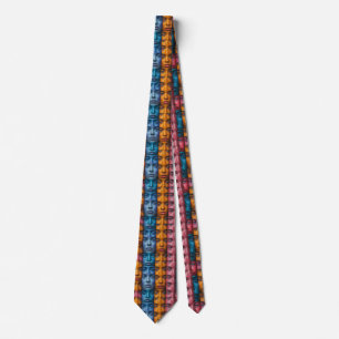 Cravate Motif des faces colorées