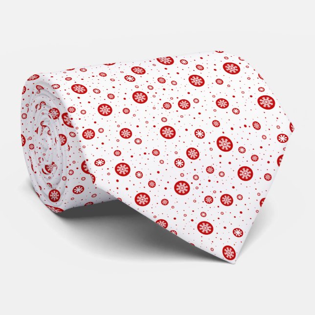 Cravate Motif des flocons blancs et rouges de Noël (Roulé)