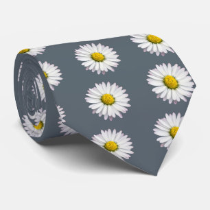 Cravate Motif des marguerites jaunes et blanches