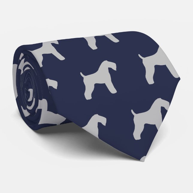 Cravate Motif des silhouettes de Kerry Blue Terrier (Roulé)