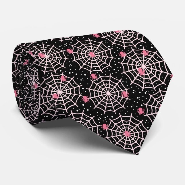 Cravate Motif des toiles d'Halloween et araignées (Roulé)