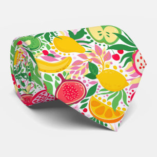 Cravate Motif d'été de l'aquarelle de fruits tropicaux