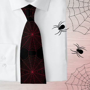 Cravate Motif d'Halloween en rouge noir