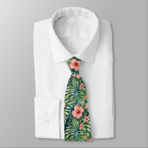 Cravate Motif d'Hibiscus de Floride