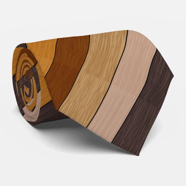 Cravate Motif Diagonal Brown Wood Stripes (Roulé)
