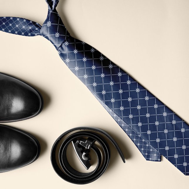 Cravate Motif diamant de la roue blanche et marine (Créateur téléchargé)