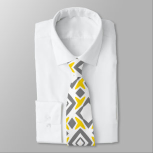 Cravate Motif diamant gris jaune