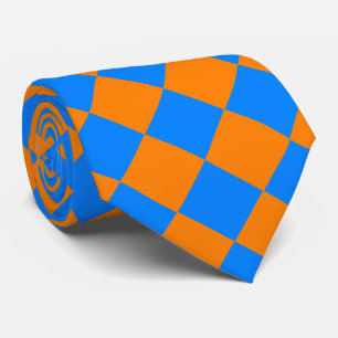 Cravate Motif diamant Orange Blue Checker