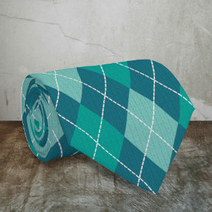 Cravate Motif Diamants Jacquard turquoise - tons bleu-vert
