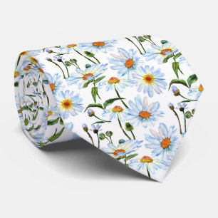 Cravate Motif d'impression de marguerite blanche